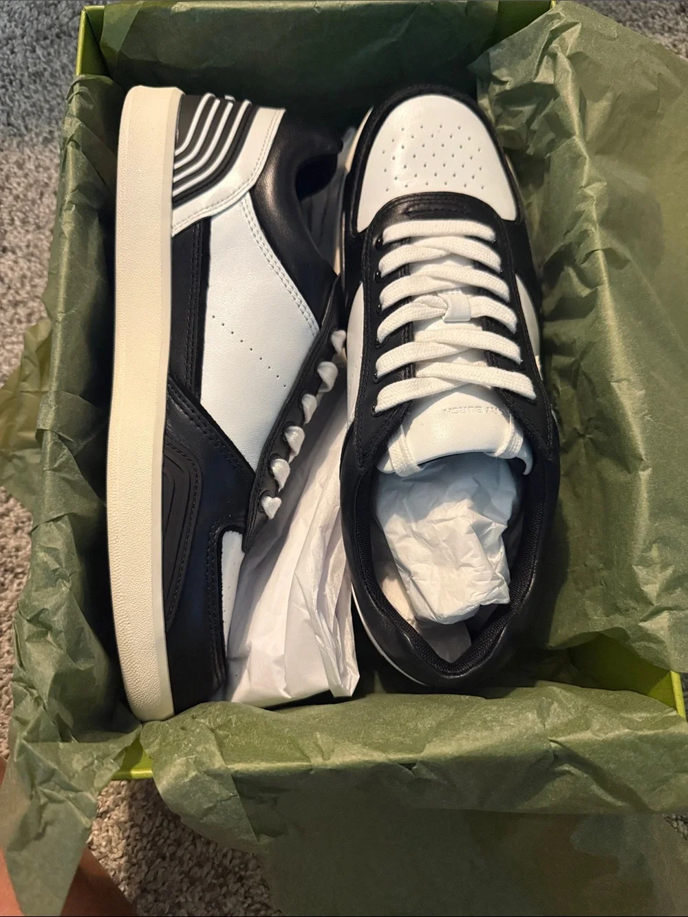 NWT Tory Burch black & white Napa leather sneakers - box, dust bag & extra laces